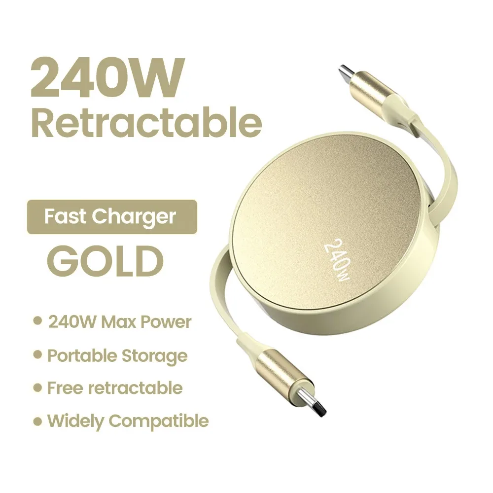 Câble USB-C vers USB-C rétractable de charge rapide 240W PD slide 10