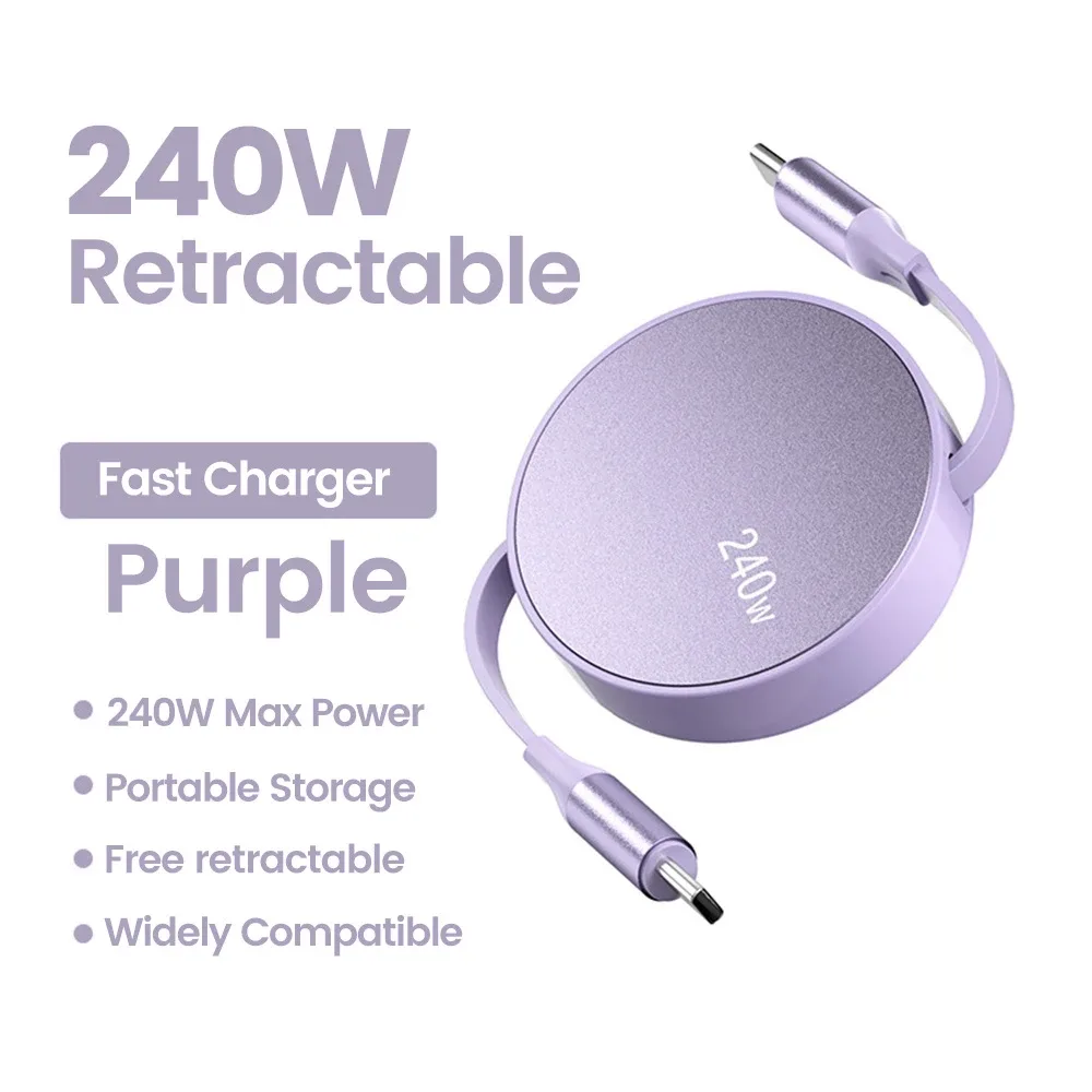 Câble USB-C vers USB-C rétractable de charge rapide 240W PD slide 9