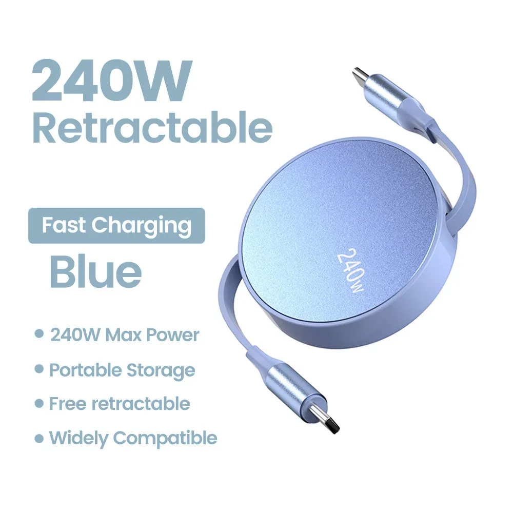 Câble USB-C vers USB-C rétractable de charge rapide 240W PD slide 12