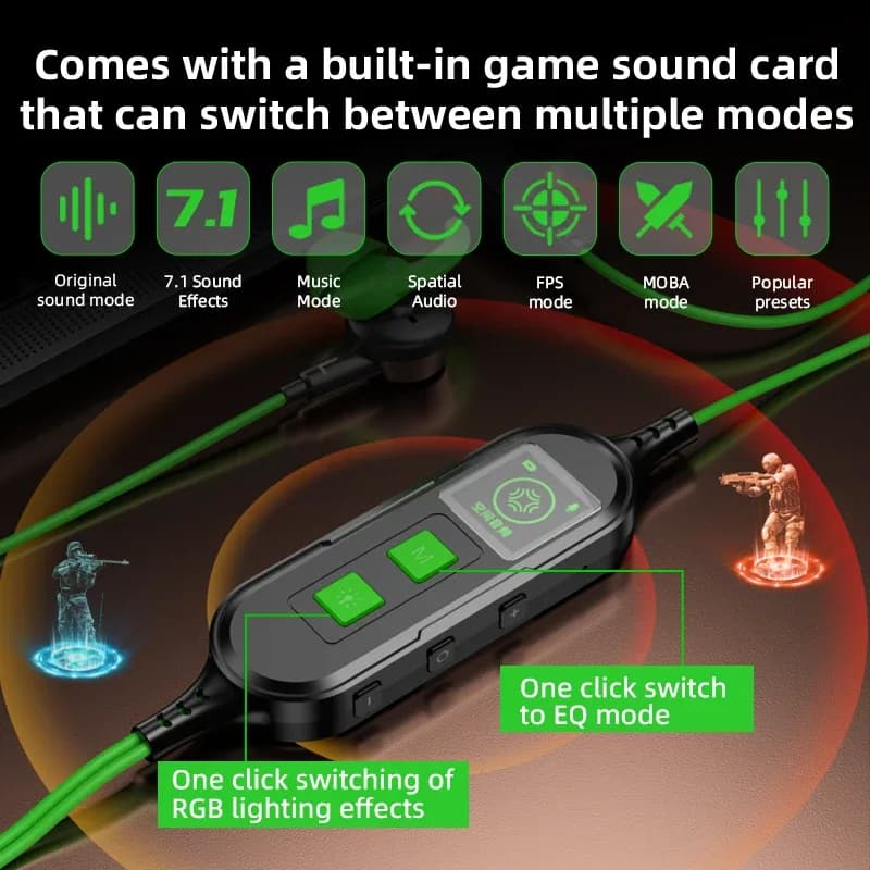Écouteurs Gaming PIVA S6 Pro USB-C : Son Surround 7.1, Charge Rapide PD 27W, Carte Son Intégrée et Application de Contrôle slide 3