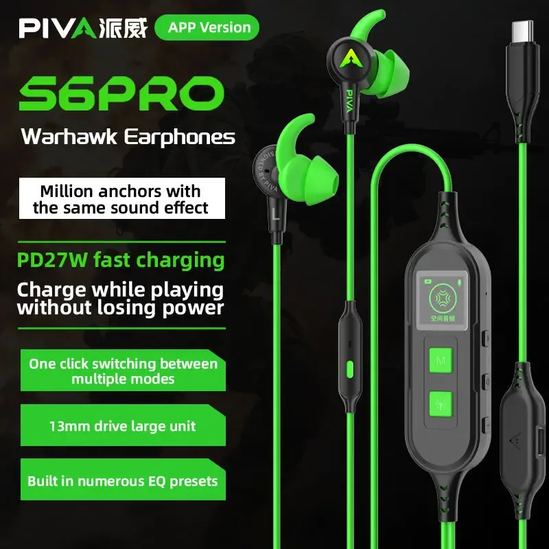 Écouteurs Gaming PIVA S6 Pro USB-C : Son Surround 7.1, Charge Rapide PD 27W, Carte Son Intégrée et Application de Contrôle slide 7