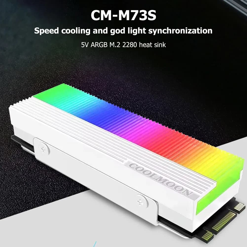 Dissipateur thermique pour SSD M.2 2280 ARGB 5V 3 broches avec pad thermique - Image 2