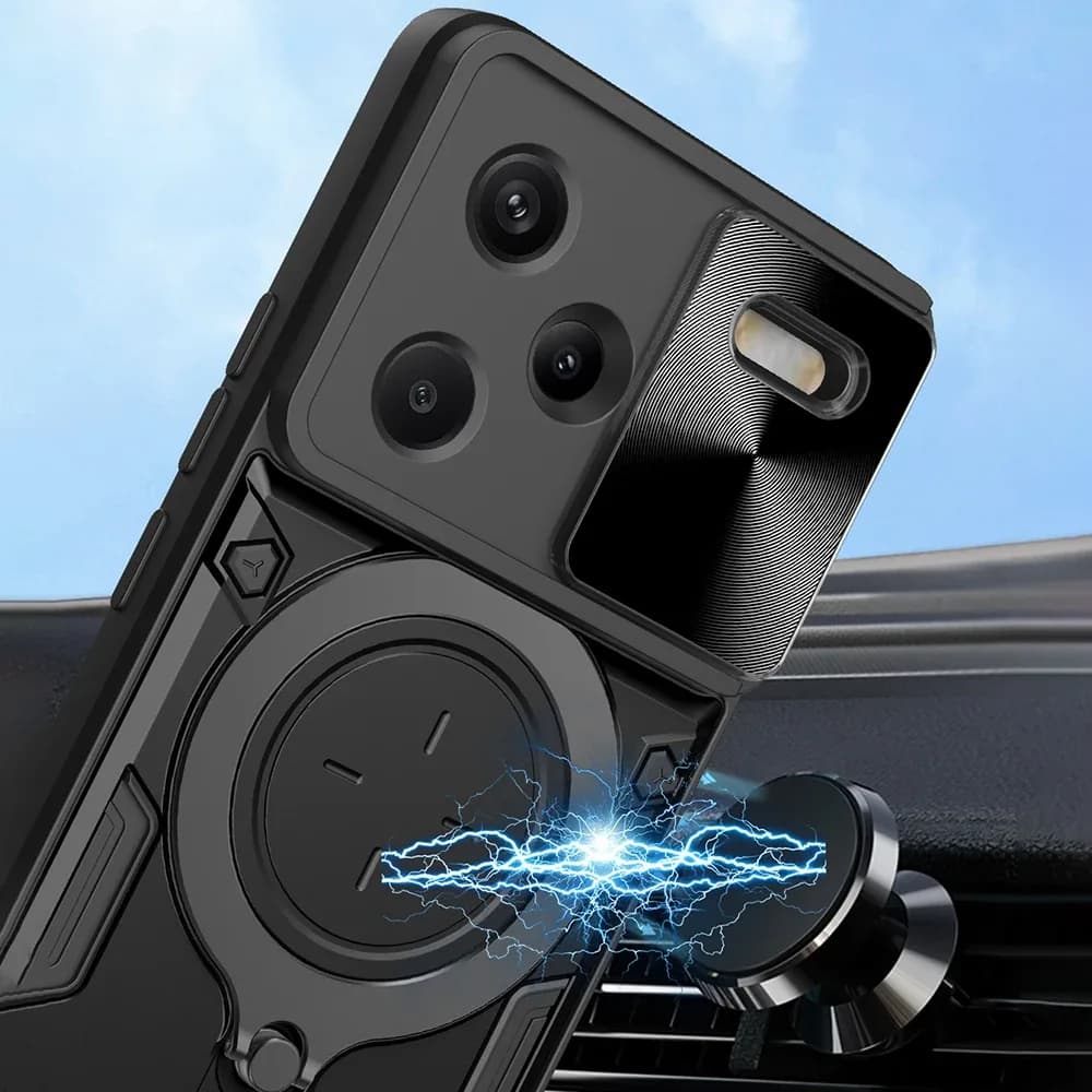 Coque de Protection avec Cache Caméra Coulissant et Anneau Support pour Xiaomi Redmi Note 13 / 13 Pro / 13 Pro Plus 5G slide 5
