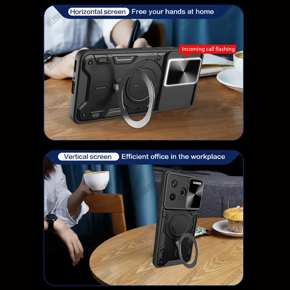 Coque de Protection avec Cache Caméra Coulissant et Anneau Support pour Xiaomi Redmi Note 13 / 13 Pro / 13 Pro Plus 5G slide 6