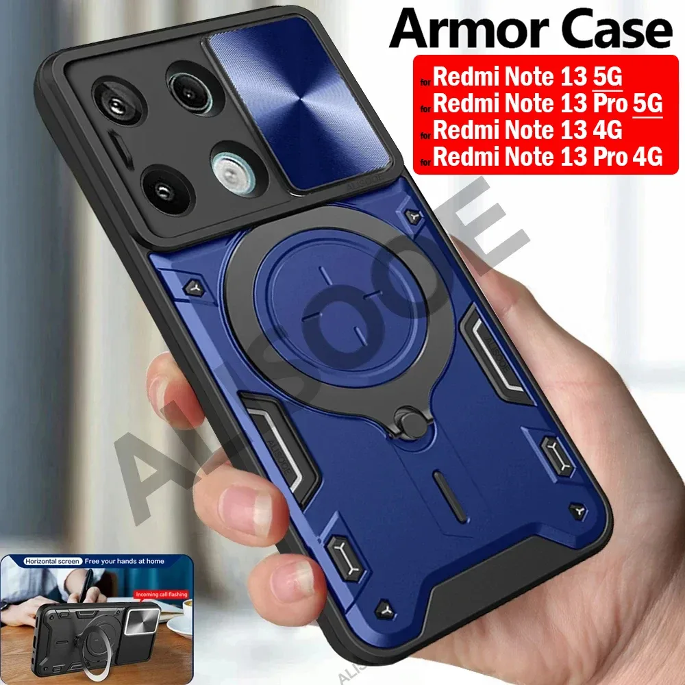 Coque de Protection avec Cache Caméra Coulissant et Anneau Support pour Xiaomi Redmi Note 13 / 13 Pro / 13 Pro Plus 5G slide 3