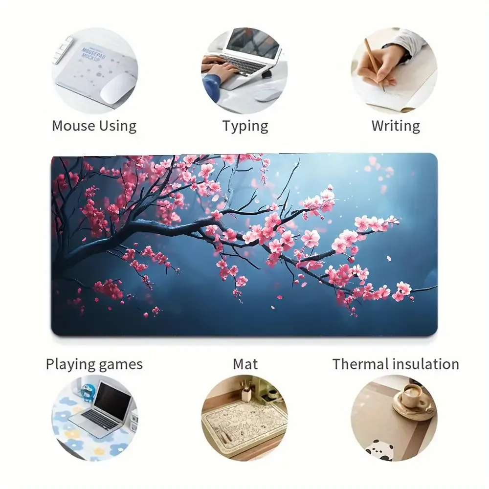 Grand tapis de souris style japonais - Fleurs de cerisier - Image 4