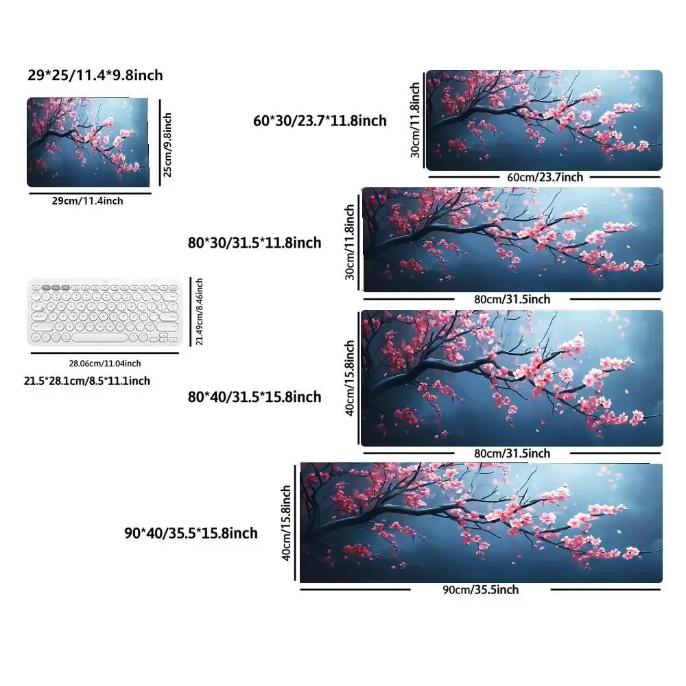 Grand tapis de souris style japonais - Fleurs de cerisier - Image 2
