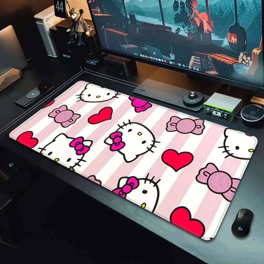 Tapis de souris Gaming Hello Kitty Rose XXL (90 x 40 cm) - Bords cousus et antidérapant slide 2