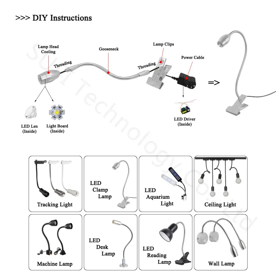 Lampe LED flexible pour machine-outil avec col de cygne en métal (Ø 6 mm / 8 mm) slide 5