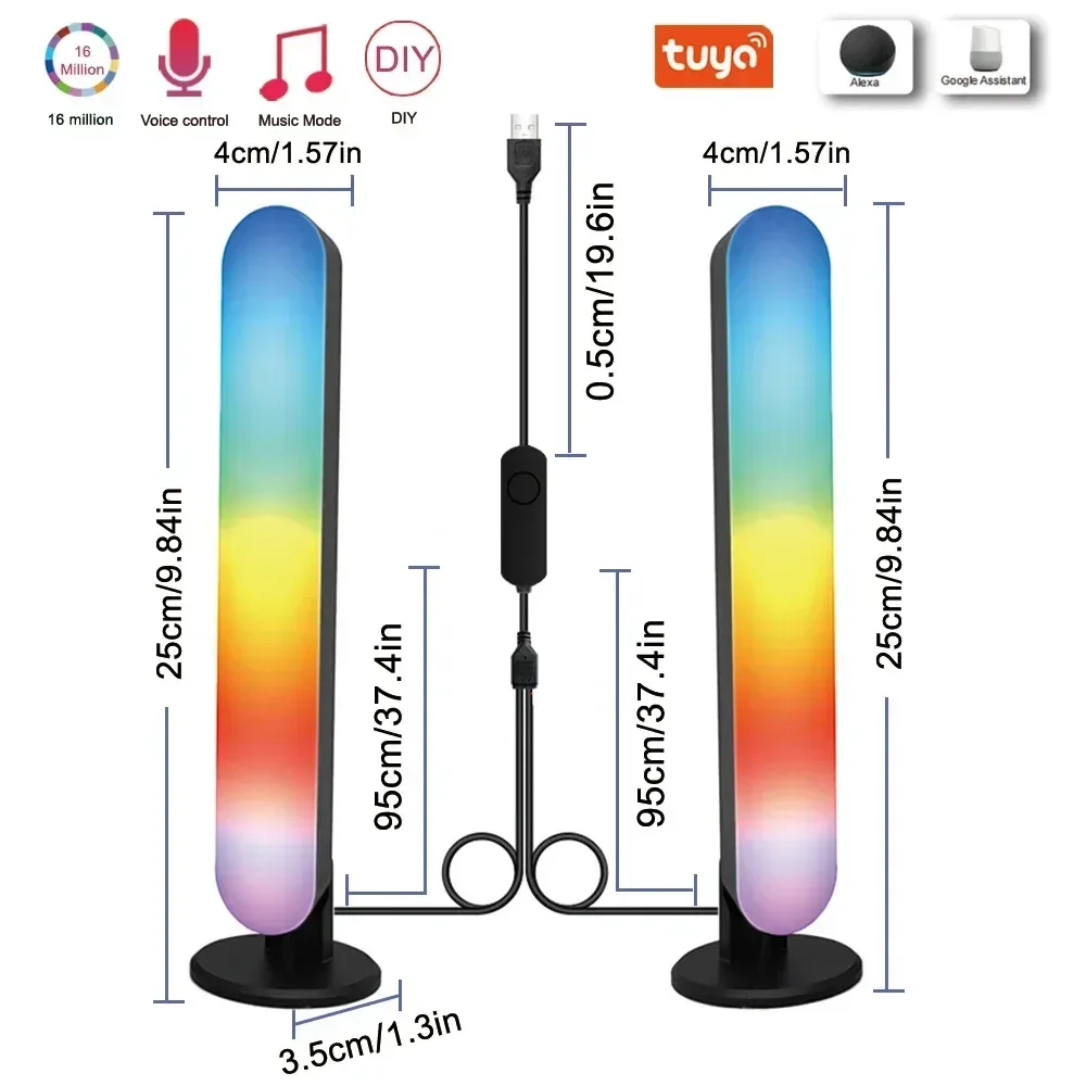 Barre lumineuse LED RGB intelligente WiFi Tuya avec synchronisation musicale et capteur de mouvement slide 4