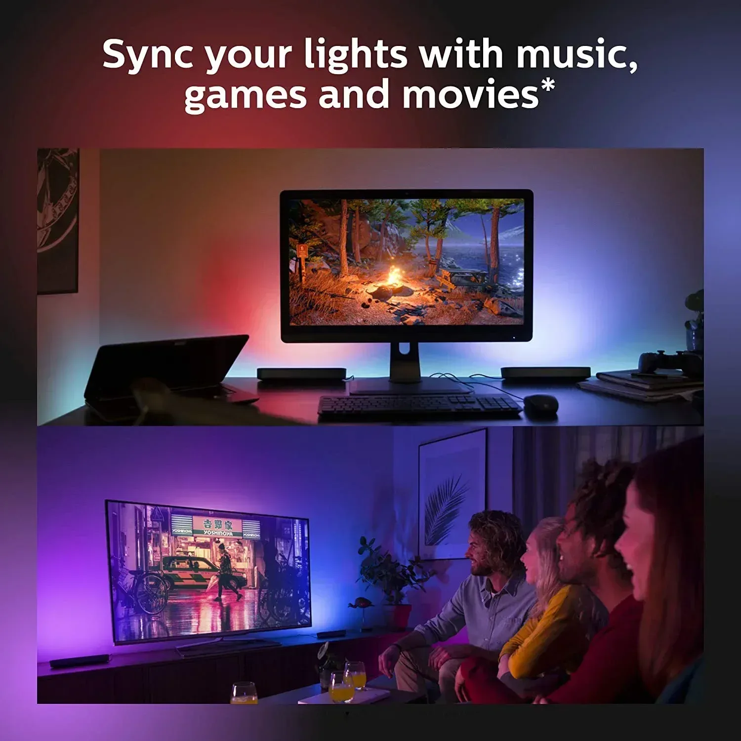 Barre lumineuse LED RGB intelligente WiFi Tuya avec synchronisation musicale et capteur de mouvement slide 6