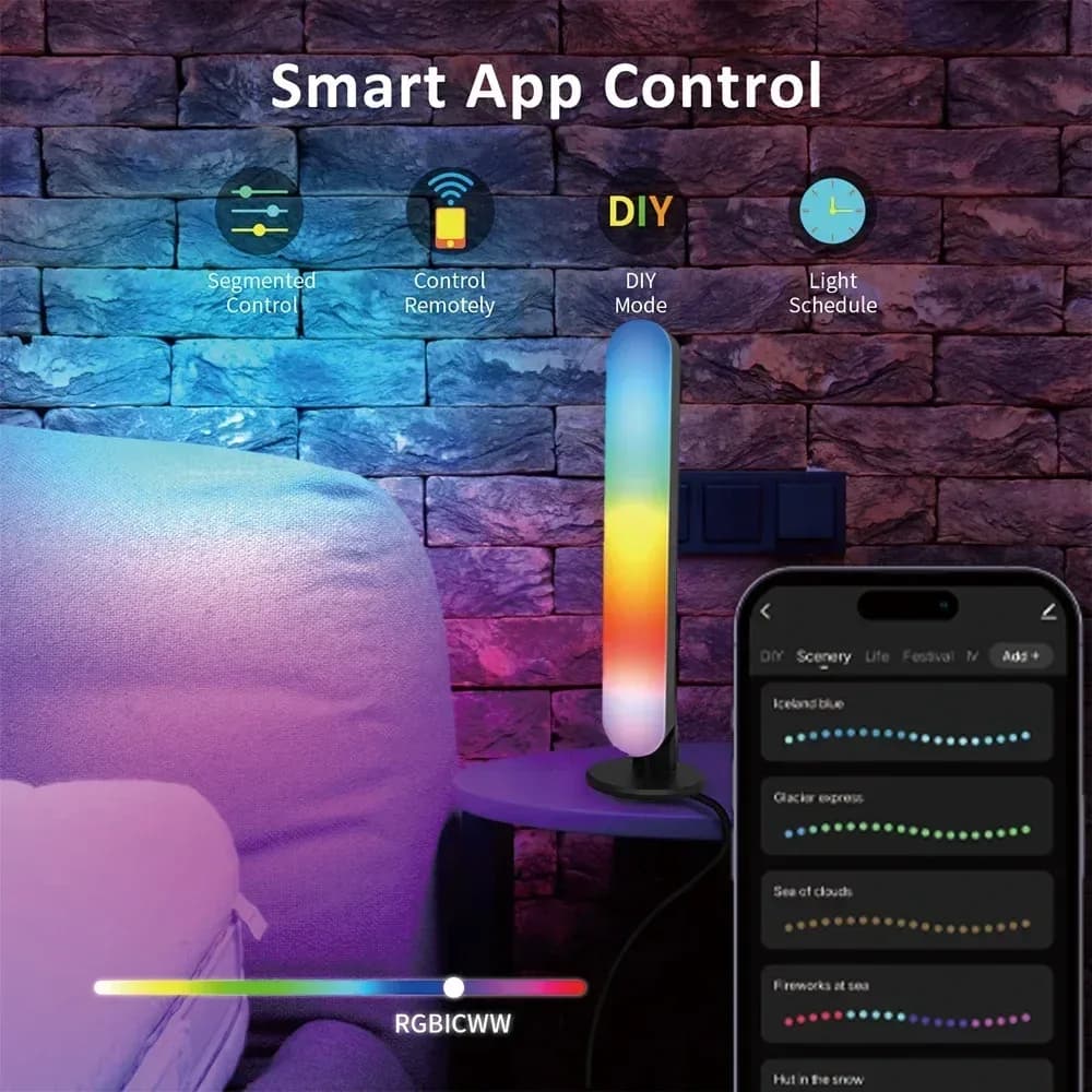 Barre lumineuse LED RGB intelligente WiFi Tuya avec synchronisation musicale et capteur de mouvement slide 2