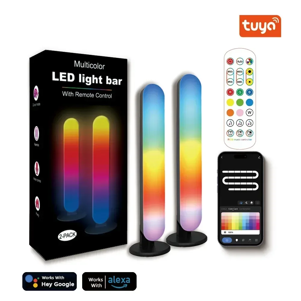 Barre lumineuse LED RGB intelligente WiFi Tuya avec synchronisation musicale et capteur de mouvement