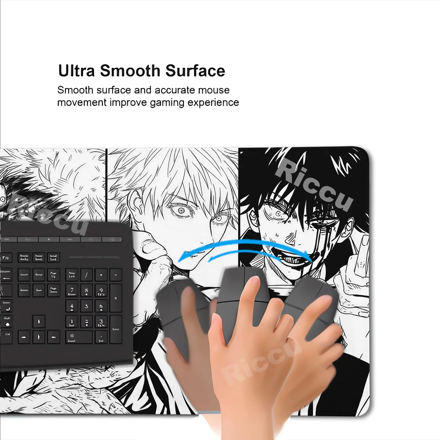 Tapis de souris XXL Jujutsu Kaisen - Gojo Satoru - 60x30 cm - Noir - Image 6