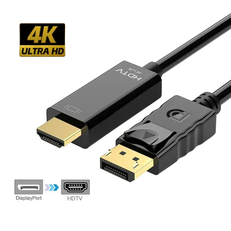 Câble DisplayPort vers HDMI 4K (1,8 m) - Connecteurs Plaqué Or - Image 1