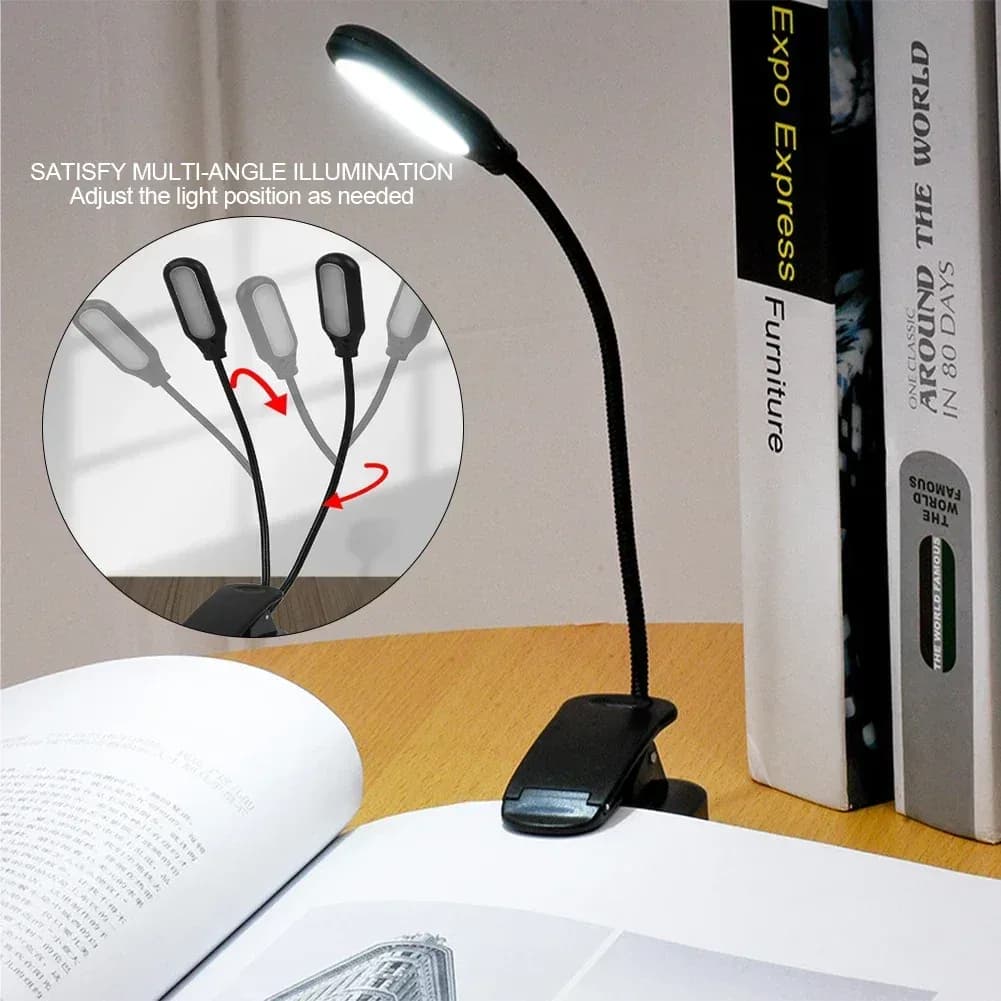 Mini lampe de lecture LED flexible à clip - Image 1
