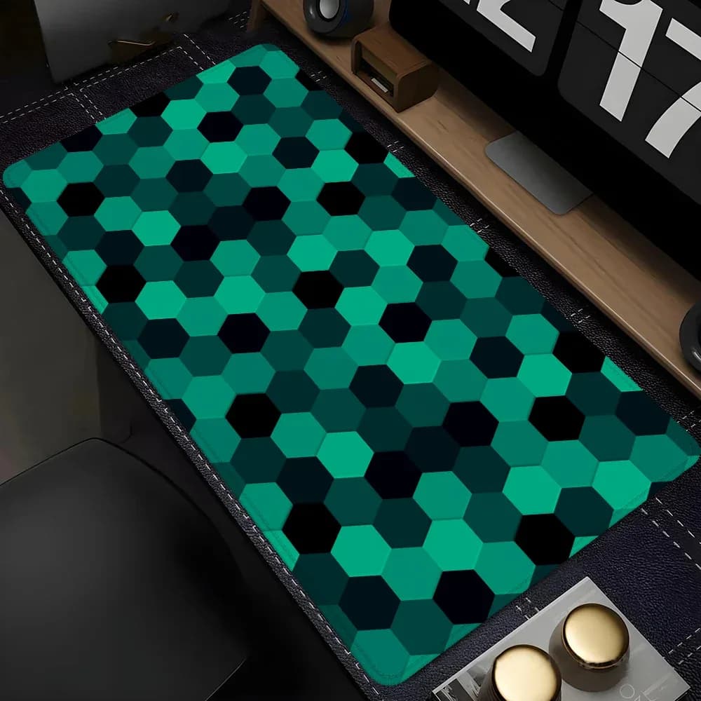 Tapis de bureau XXL design géométrique pour clavier et souris - Image 6