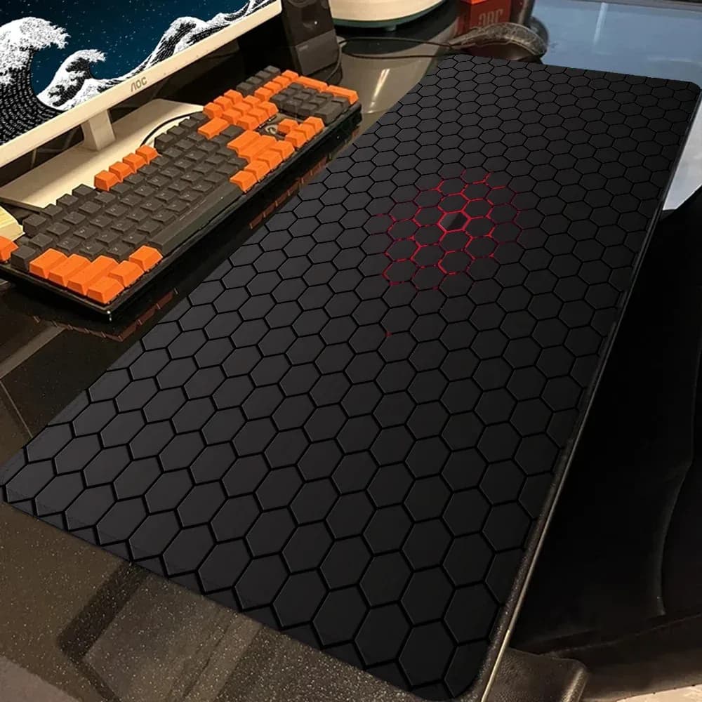 Tapis de bureau XXL design géométrique pour clavier et souris - Image 1
