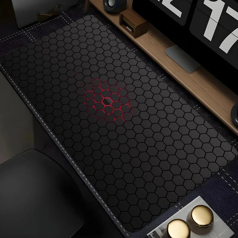 Tapis de bureau XXL design géométrique pour clavier et souris - Image 5