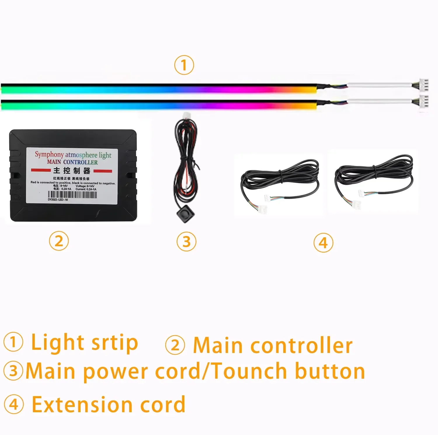 Éclairage d'ambiance LED pour toit ouvrant et panoramique (110 cm) - 256 couleurs avec contrôle par application - Image 2