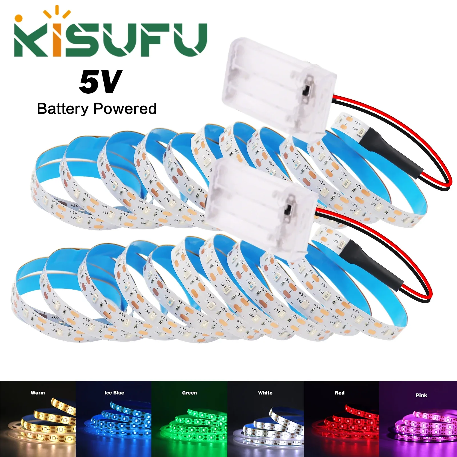 Ruban LED à Piles 3AA, SMD 2835, 60 LED/m, IP21/IP65, 1m à 5m - Image 1
