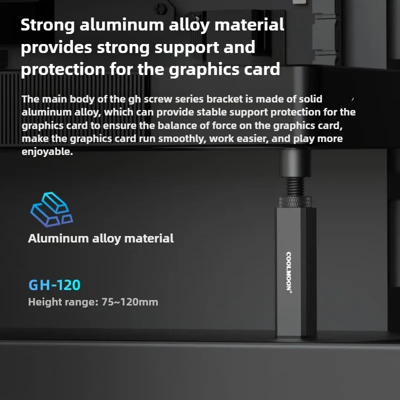 Coolmoon - Support de carte graphique (GPU) réglable en aluminium avec base magnétique - Image 5