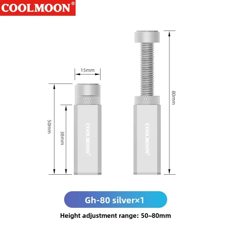 Coolmoon - Support de carte graphique (GPU) réglable en aluminium avec base magnétique slide 8