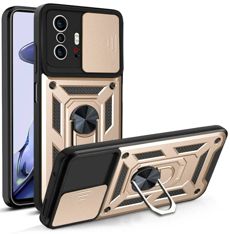 Coque Antichoc avec Cache-Caméra Coulissant et Support Magnétique pour Xiaomi Mi 11T / 11T Pro / 11 Lite / 12 Lite slide 13