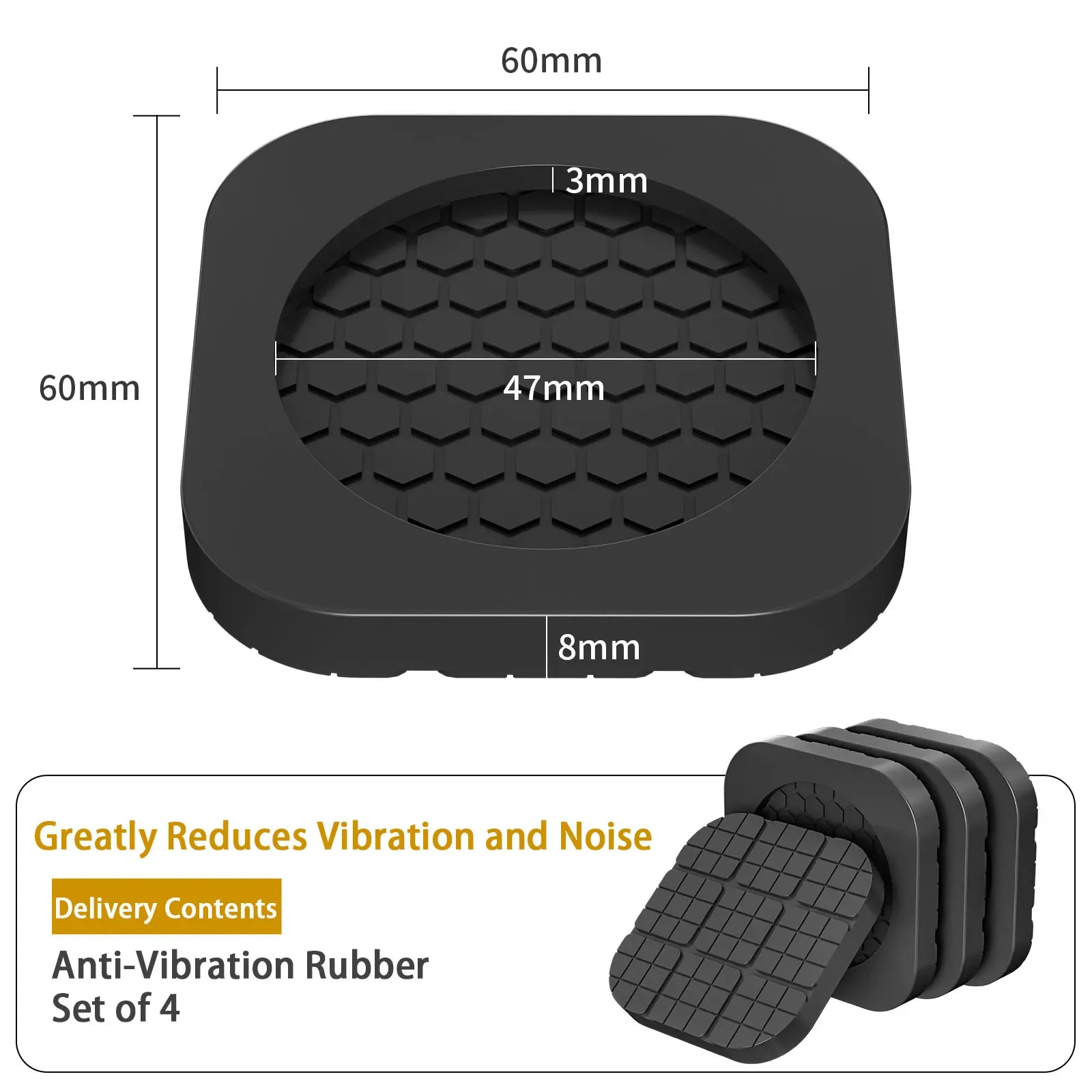 Lot de 4 patins antivibrations universels en caoutchouc pour lave-linge et meubles slide 6