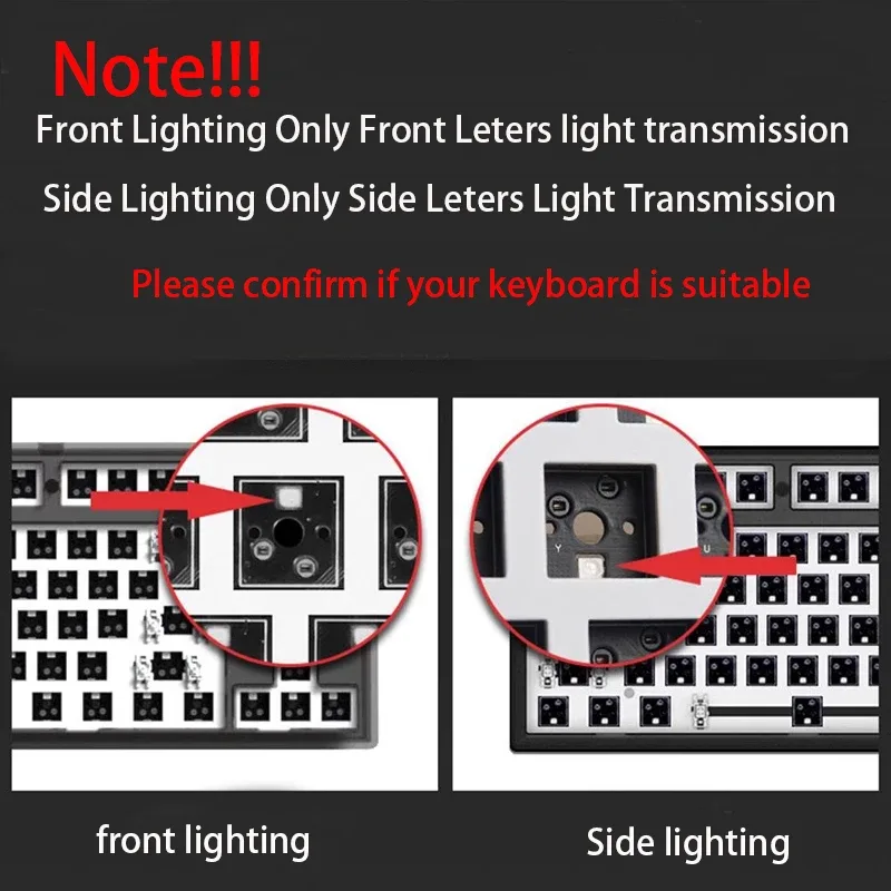 Set de Keycaps PBT Double Shot pour Clavier Mécanique - Profil OEM - Noir et Gris - Lettrage Latéral Rétroéclairé - Image 2