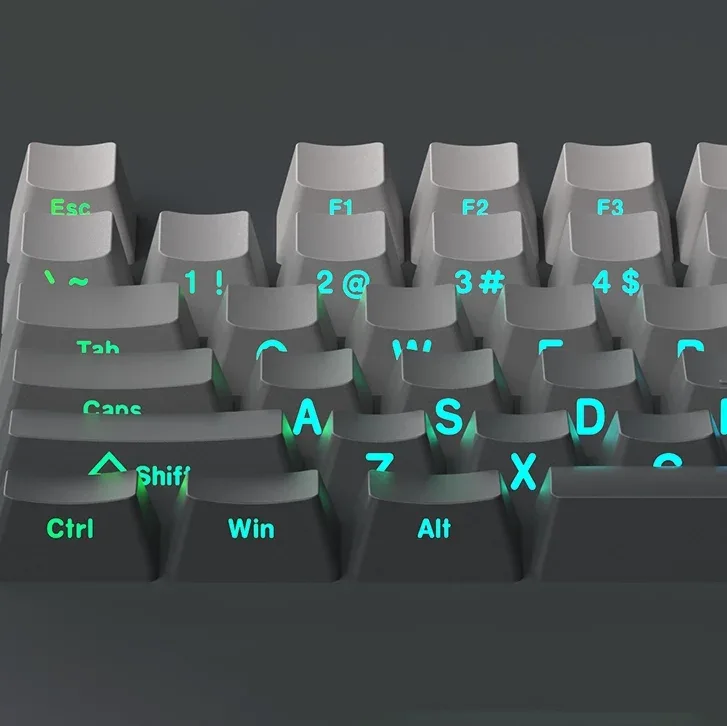 Set de Keycaps PBT Double Shot pour Clavier Mécanique - Profil OEM - Noir et Gris - Lettrage Latéral Rétroéclairé - Image 3