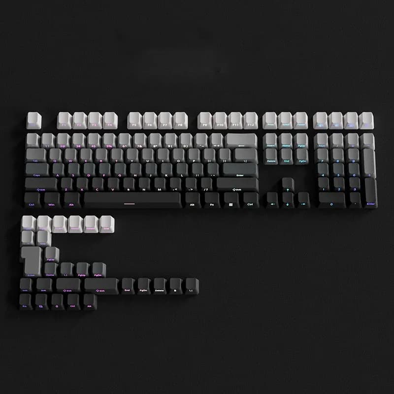 Set de Keycaps PBT Double Shot pour Clavier Mécanique - Profil OEM - Noir et Gris - Lettrage Latéral Rétroéclairé slide 14