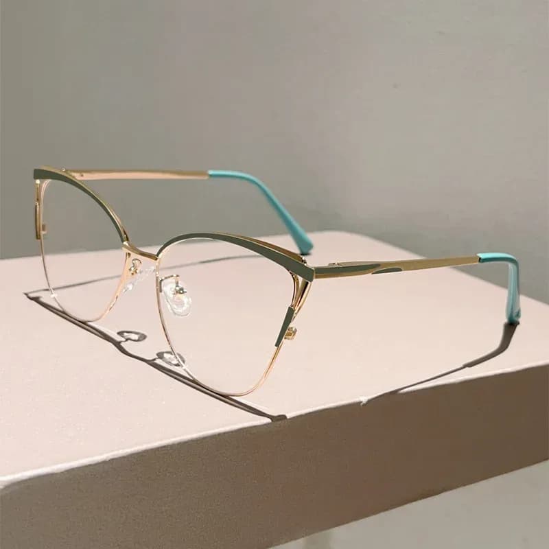 Lunettes anti-lumière bleue œil de chat en métal pour femme slide 2