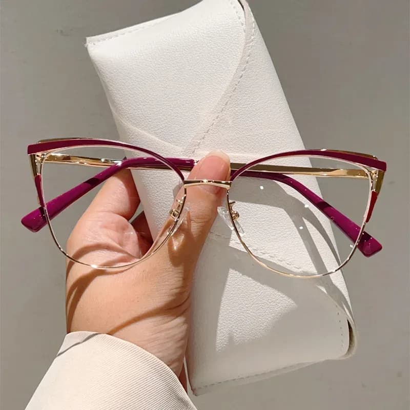 Lunettes anti-lumière bleue œil de chat en métal pour femme slide 7