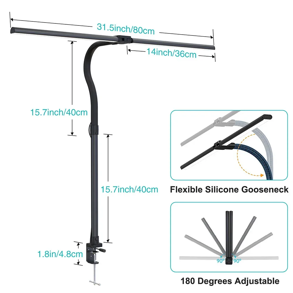 Lampe de bureau LED à double tête avec télécommande et intensité variable - 24W - Image 3