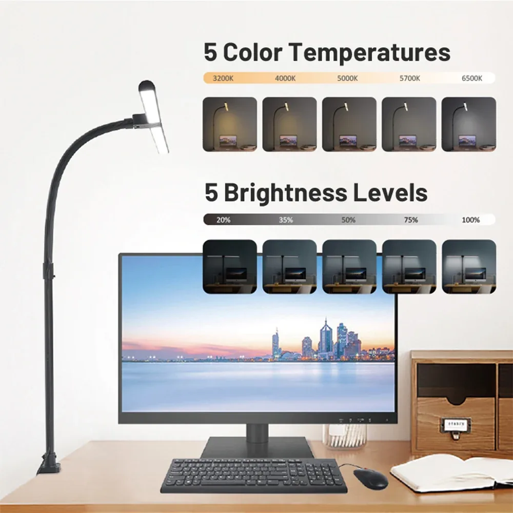 Lampe de bureau LED à double tête avec télécommande et intensité variable - 24W - Image 2