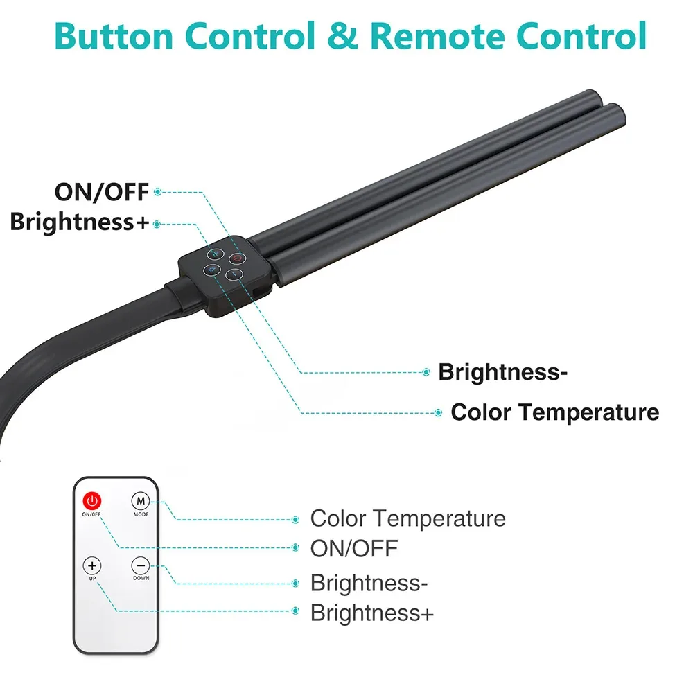 Lampe de bureau LED à double tête avec télécommande et intensité variable - 24W - Image 5