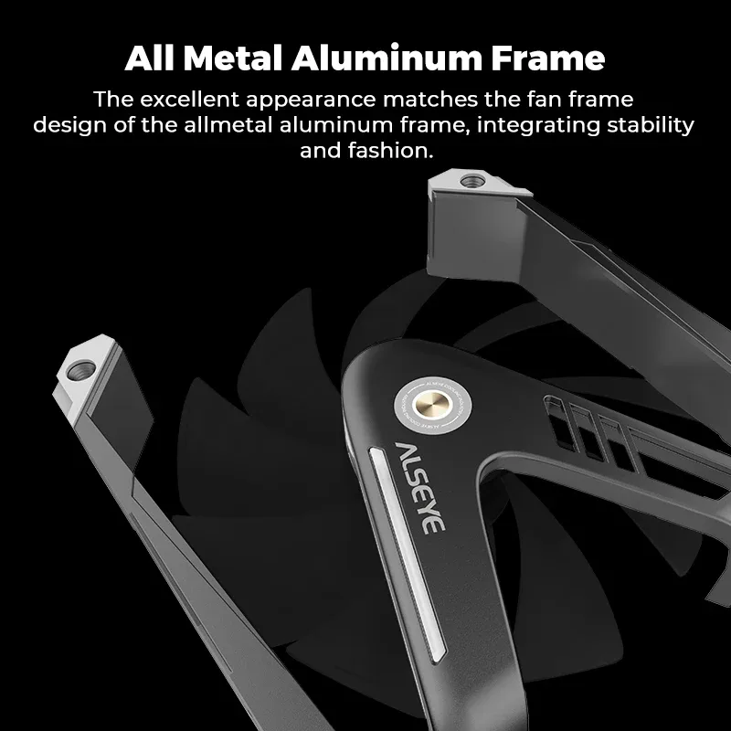 Ventilateur de boîtier ALSEYE W12-pro 120mm - Alliage d'aluminium, Double roulement à billes, PWM, ARGB - Image 6