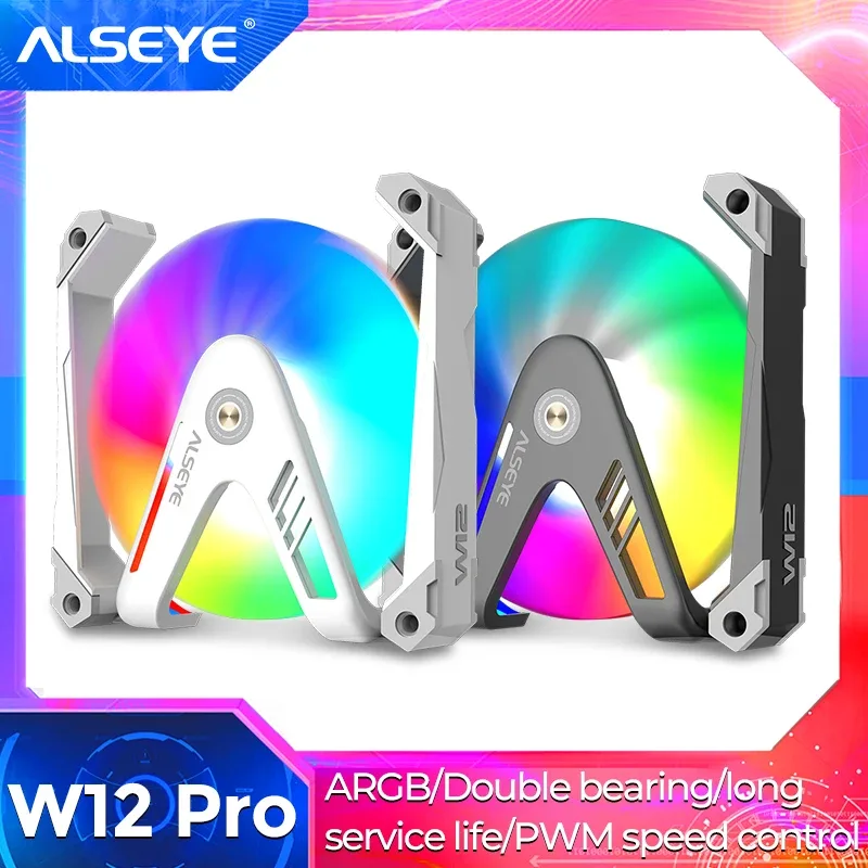 Ventilateur de boîtier ALSEYE W12-pro 120mm - Alliage d'aluminium, Double roulement à billes, PWM, ARGB - Image 1