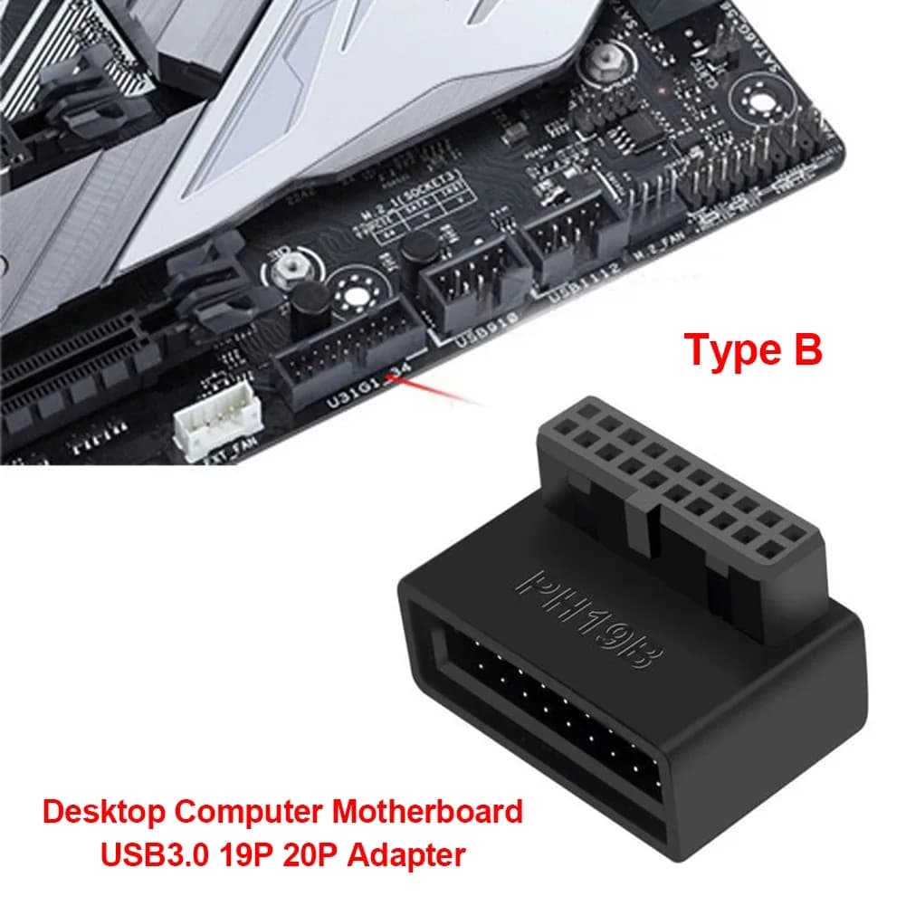 Adaptateur USB 3.0 Interne 19/20 Broches pour Carte Mère - Coude à 90°