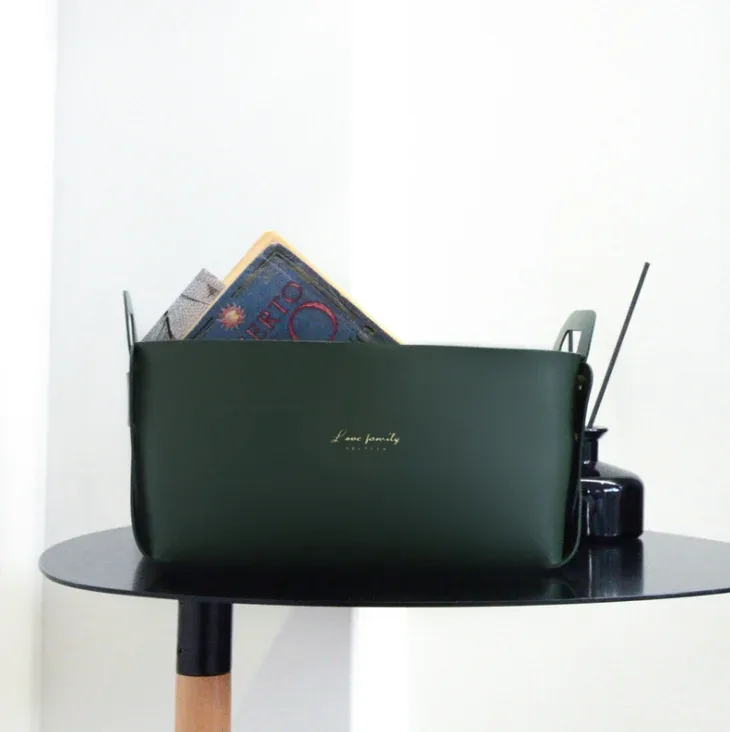 Grand vide-poche pliable en cuir PU - Plateau de rangement multifonction pour bureau et maison slide 10