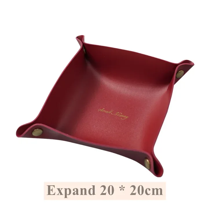 Grand vide-poche pliable en cuir PU - Plateau de rangement multifonction pour bureau et maison slide 9