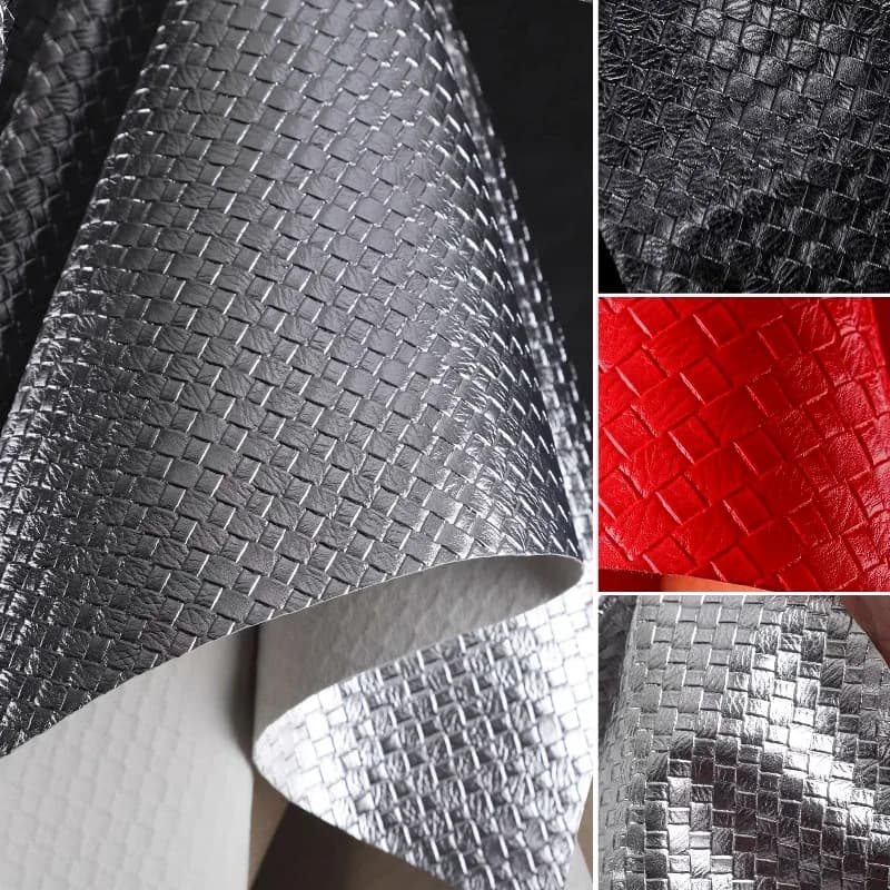 Tissu en similicuir tissé à relief diamanté