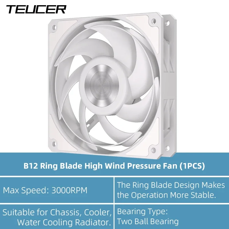 Ventilateur de boîtier PC TEUCER B12 120mm - 3000 tr/min, PWM 4 broches, Haute performance slide 7
