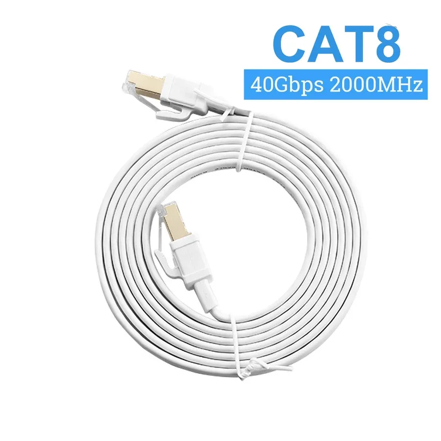Câble Ethernet Cat8 Plat Haute Vitesse 40 Gbps - RJ45, Blanc slide 7