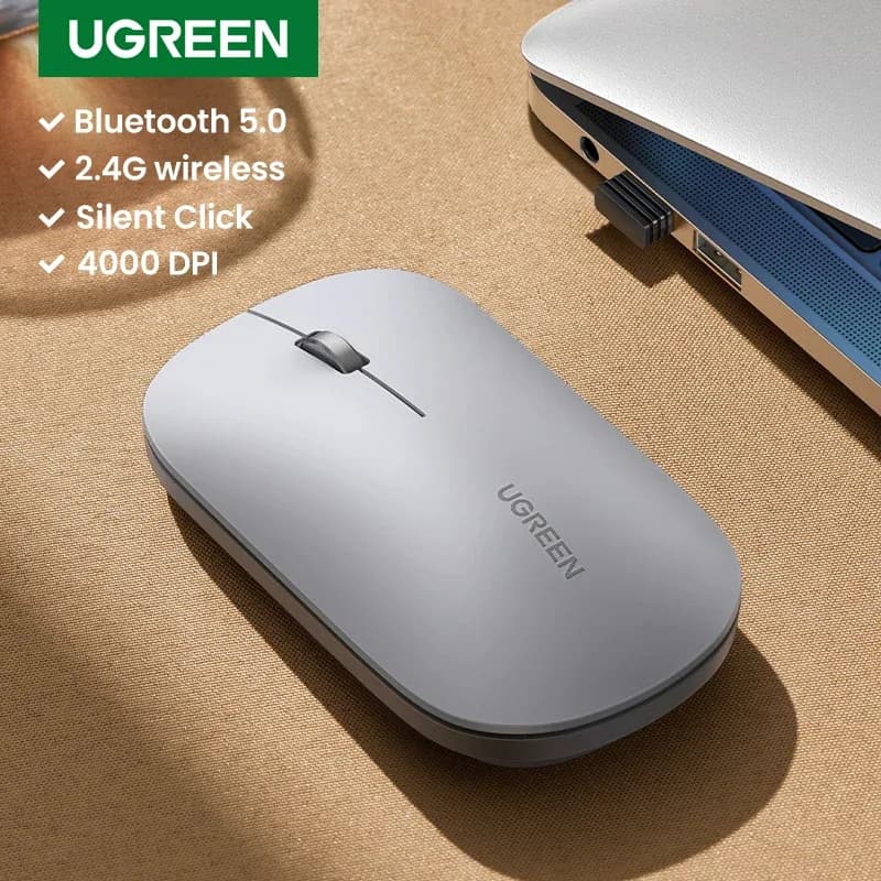 UGREEN Souris Sans Fil Bluetooth et 2,4 GHz, Silencieuse, 4000 DPI