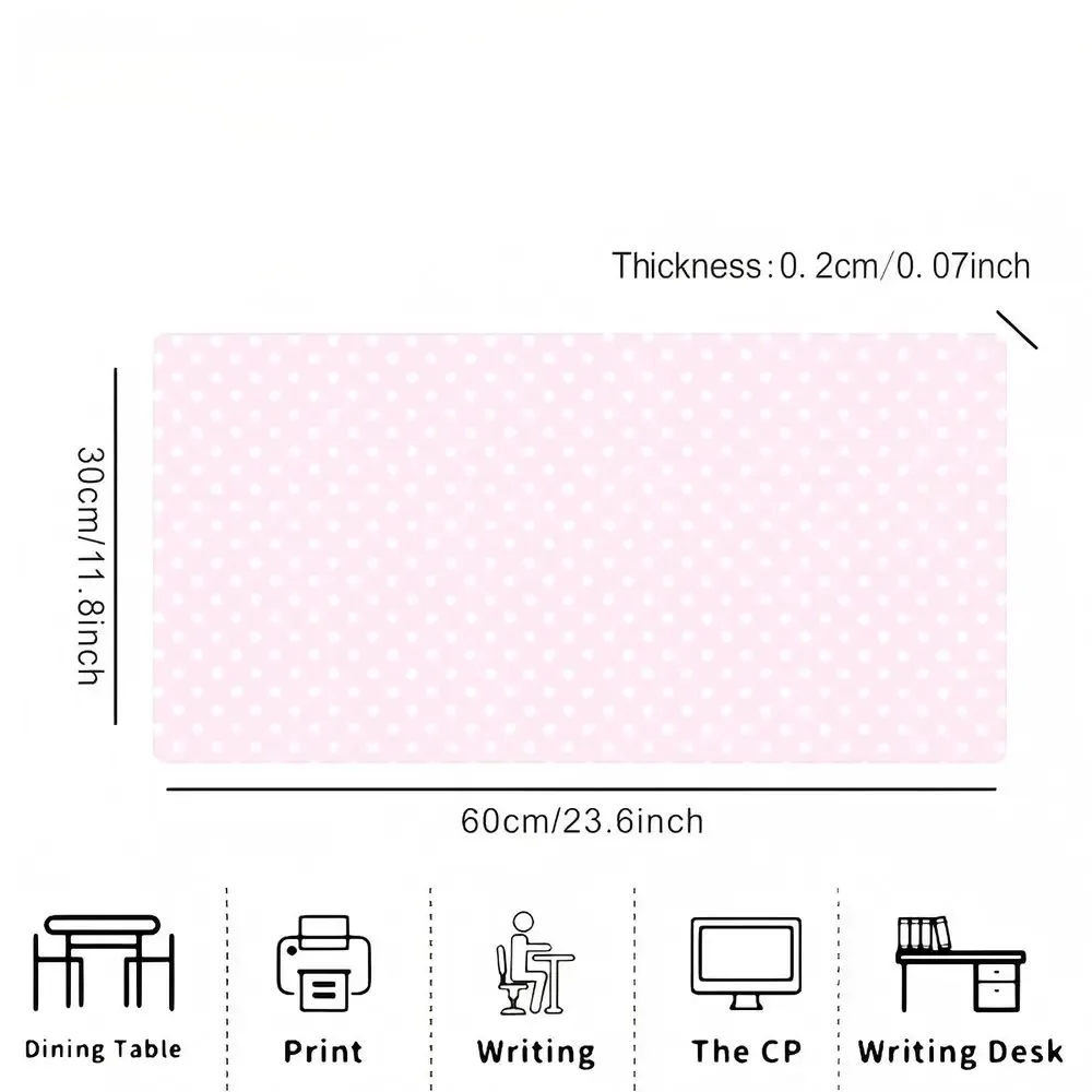 Tapis de souris gaming XXL à pois rose et blanc - Image 3