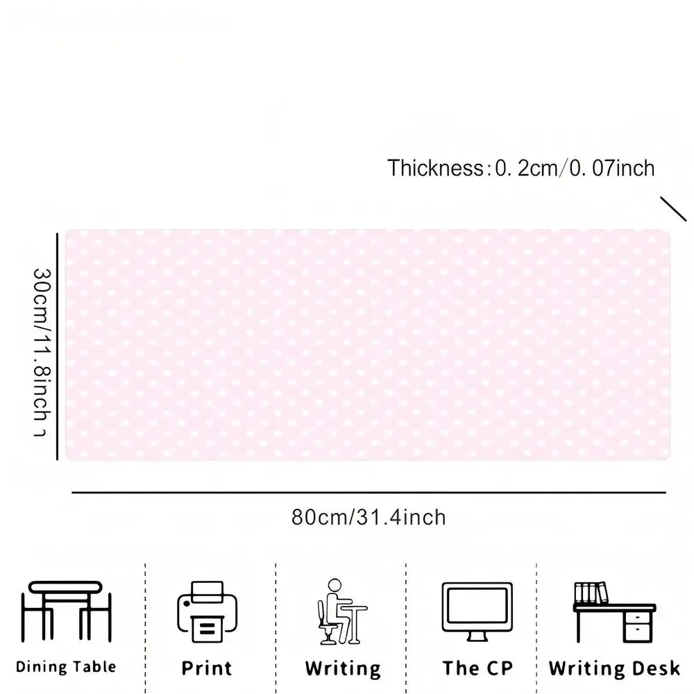 Tapis de souris gaming XXL à pois rose et blanc - Image 5