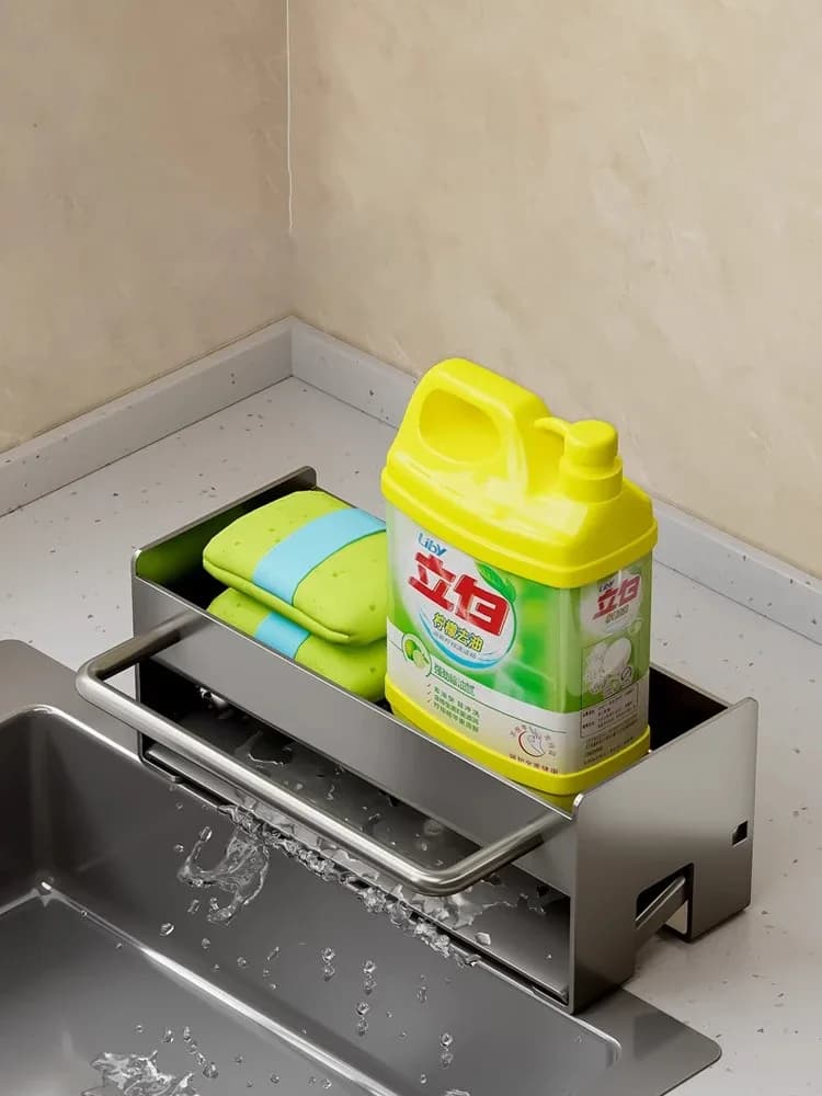 Organisateur d'évier de cuisine avec porte-éponge et égouttoir à vaisselle slide 4