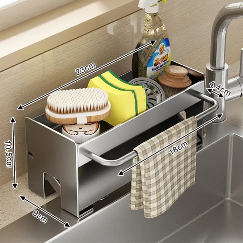 Organisateur d'évier de cuisine avec porte-éponge et égouttoir à vaisselle slide 7